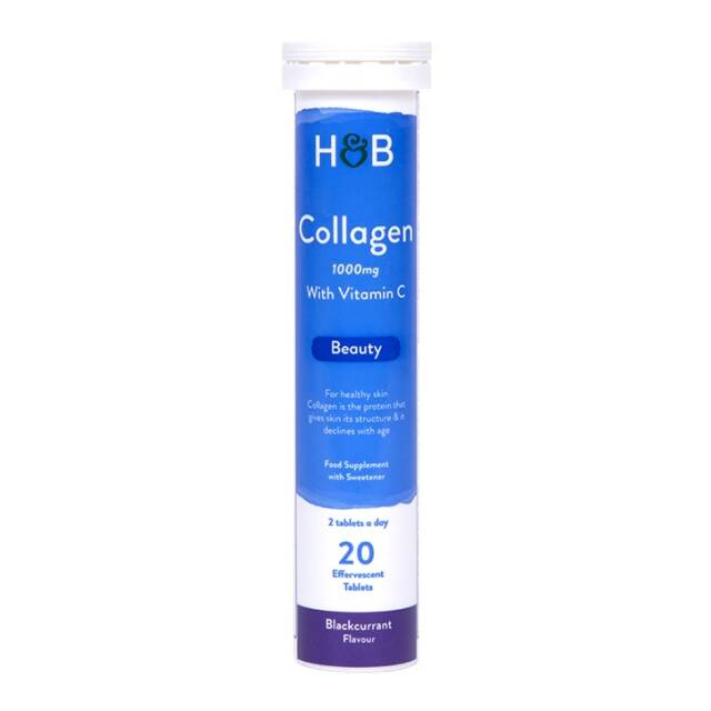 Holland & Barrett Bovine Collagen  Blackcurrant Effervescent 20 Tablets 1000mg - 1