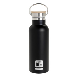 Ecolife Παγούρι Θερμός Bamboo Μαύρο 500ml