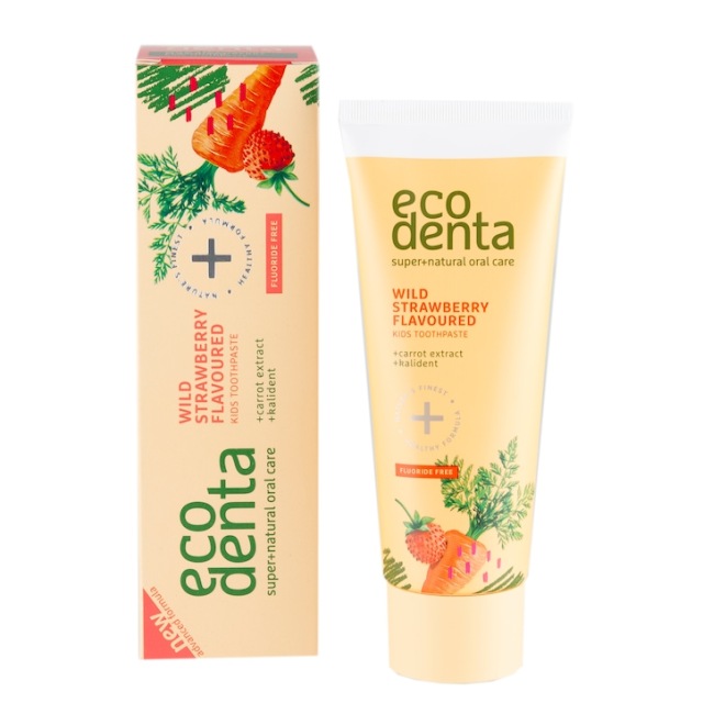 Ecodenta Wild Strawberry Scented Toothpaste for Children with Carrot Extract & Kalident 75ml - 1