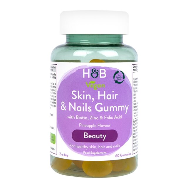 Holland & Barrett Skin Hair And Nails Vegan Pineapple Flavour  60 Gummies - 1