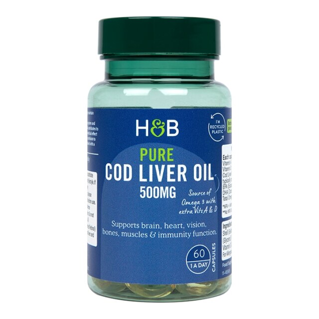 Holland & Barrett Pure Cod Liver Oil 500mg 60 Capsules - 1