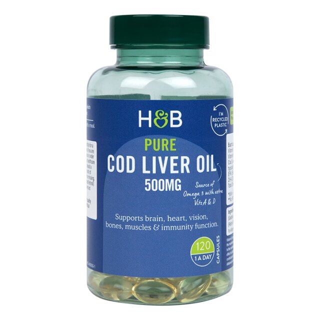 Holland & Barrett Pure Cod Liver Oil 500mg 120 Capsules - 1