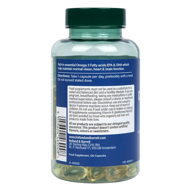 Holland & Barrett Pure Cod Liver Oil 500mg 120 Capsules - 3