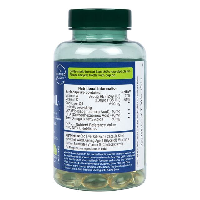 Holland & Barrett Pure Cod Liver Oil 500mg 120 Capsules - 4