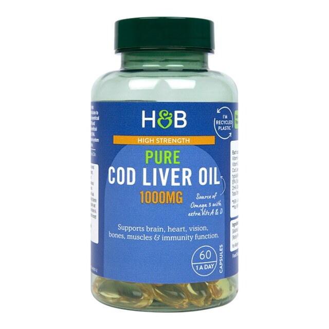 Holland & Barrett Pure Cod Liver Oil 1000mg 60 Capsules - 1