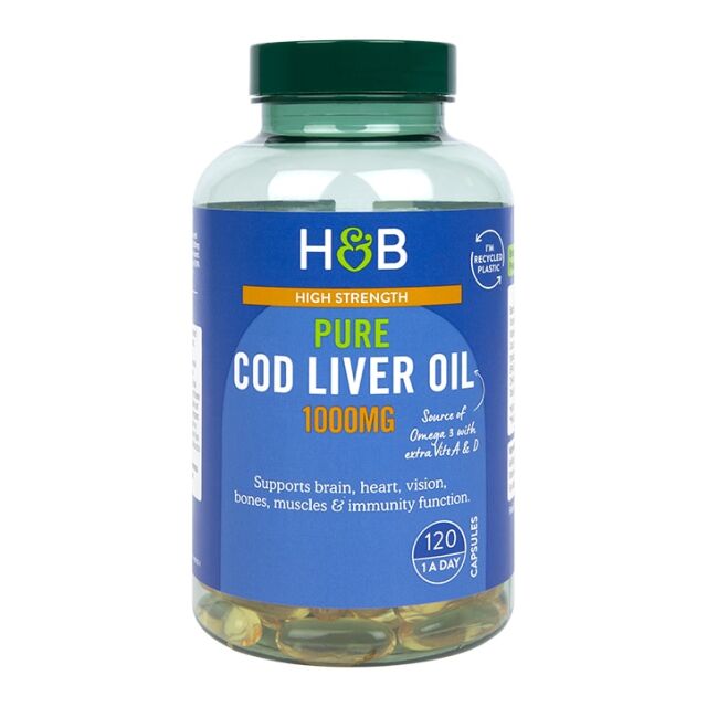 Holland & Barrett Pure Cod Liver Oil 1000mg 120 Capsules - 1