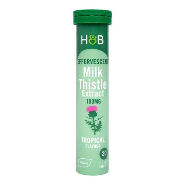 Holland & Barrett Effervescent Milk Thistle Extract 100mg Tropical Flavour 20 Tablets - 1