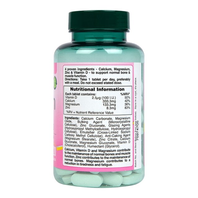 Holland & Barrett Vegan Calcium Magnesium Vitamin D & Zinc 120 Tablets - 3