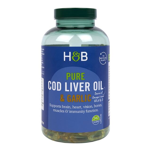 Holland & Barrett Pure Cod Liver Oil & Garlic 240 Capsules - 1