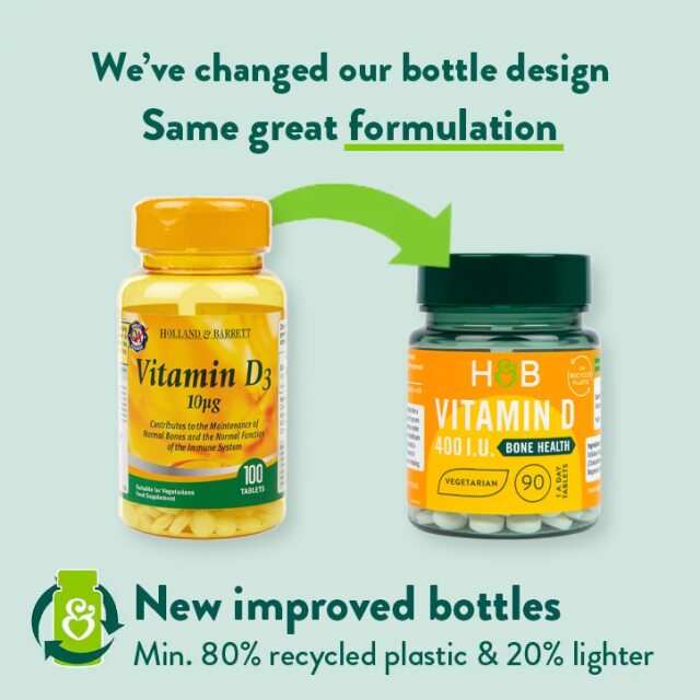Holland & Barrett Vitamin D3 400 I.U. 10ug 90 Tablets - 2