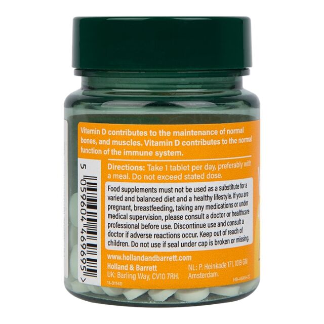 Holland & Barrett Vitamin D3 400 I.U. 10ug 120 Tablets - 2