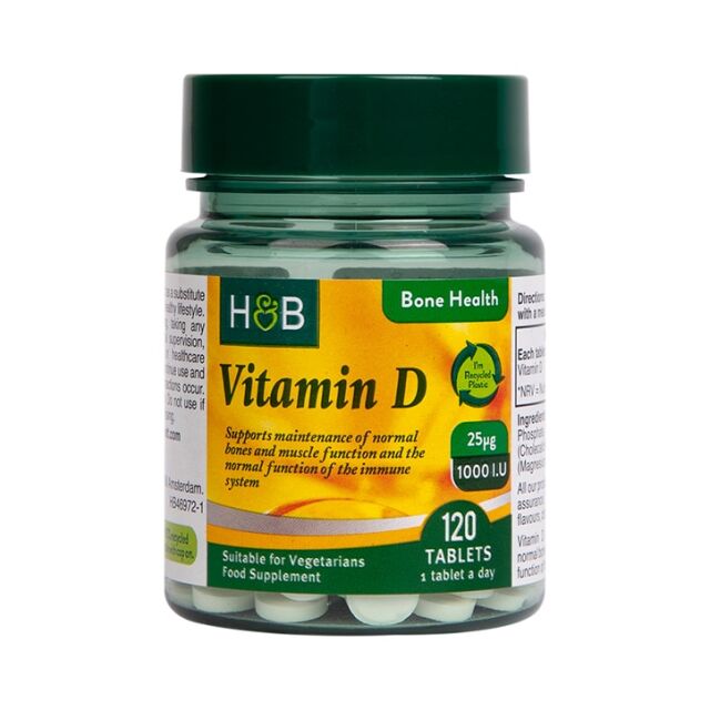 Holland & Barrett Vitamin D3 1000 I.U 25ug 120 Tablets - 1