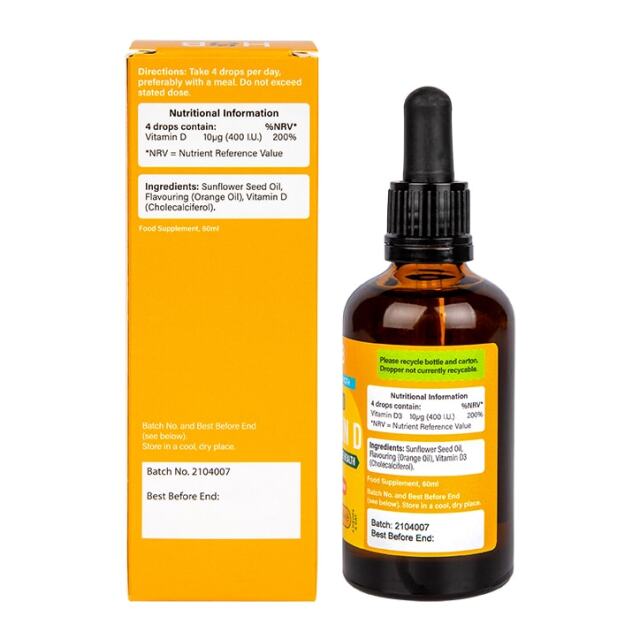 Holland & Barrett Vitamin D 400 I.U. 10ug Liquid 60ml - 4