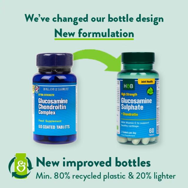 Holland & Barrett High Strength Glucosamine Sulphate & Chondroitin 1100mg 60 Tablets - 2