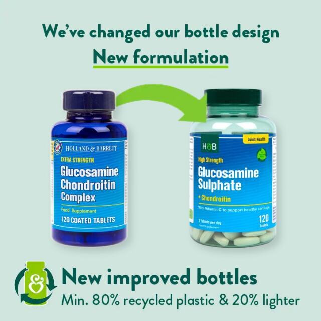 Holland & Barrett High Strength Glucosamine Sulphate & Chondroitin 1100mg 120 Tablets - 2