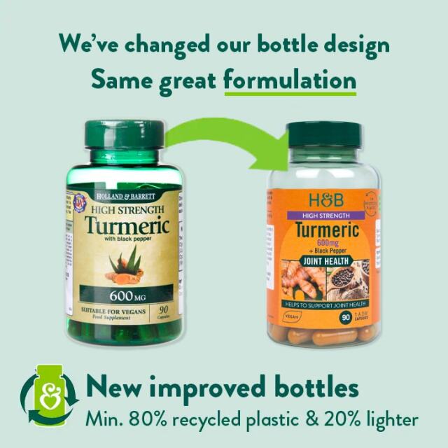 Holland & Barrett High Strength Turmeric 600mg 90 Capsules - 2