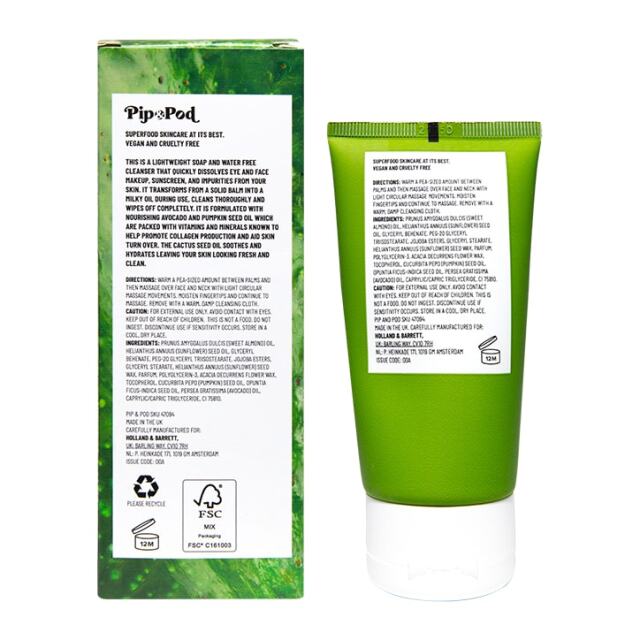 Pip & Pod Avocado, Pumpkin & Cactus Cleansing Balm 75ml - 2