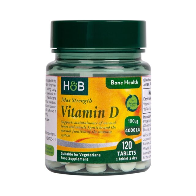 Holland & Barrett Vitamin D 4000 I.U. 100ug 120 Tablets - 1