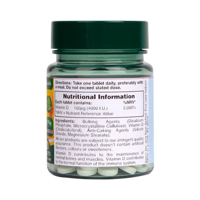 Holland & Barrett Vitamin D 4000 I.U. 100ug 120 Tablets - 3