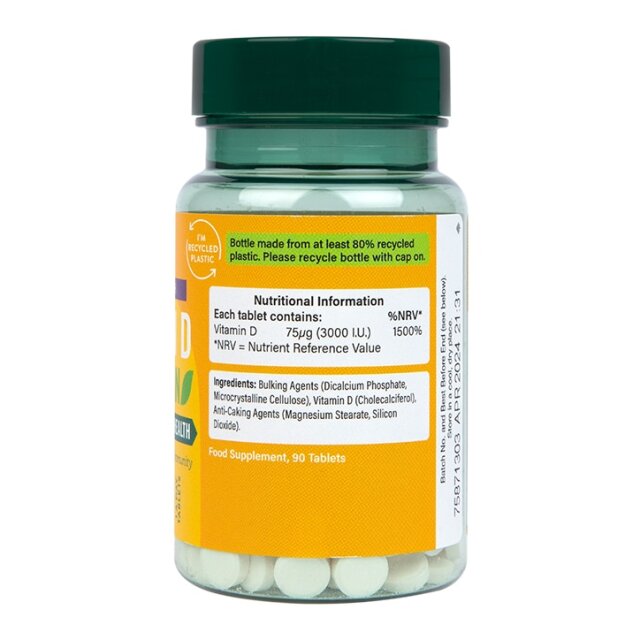 Holland & Barrett Vegan Vitamin D 3000 I.U. 75ug 90 Tablets - 2