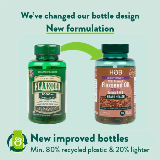 Holland & Barrett Vegan High Strength Flaxseed Triple Omega 3-6-9 Oil 2000mg 60 Capsules - 2