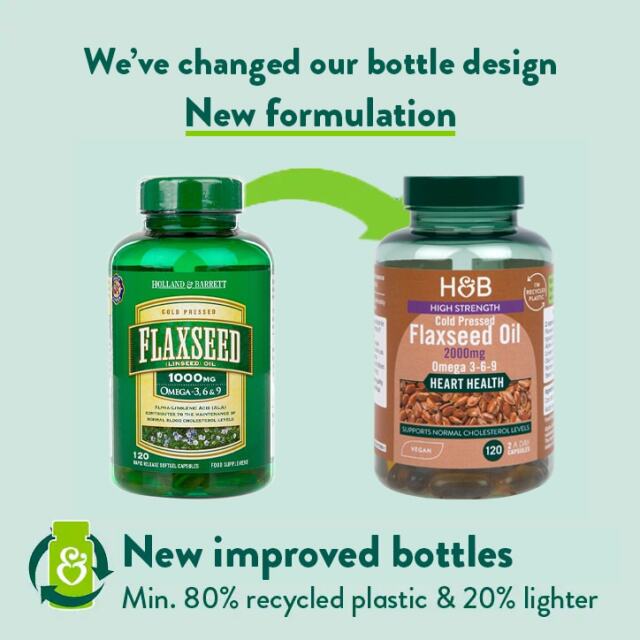 Holland & Barrett Vegan High Strength Flaxseed Triple Omega 3-6-9 Oil 2000mg 120 Capsules - 2