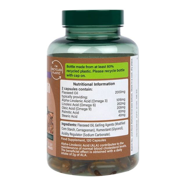 Holland & Barrett Vegan High Strength Flaxseed Triple Omega 3-6-9 Oil 2000mg 120 Capsules - 3