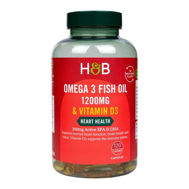 Holland & Barrett Omega 3 Fish Oil + D3 1200mg 120 Capsules - 1