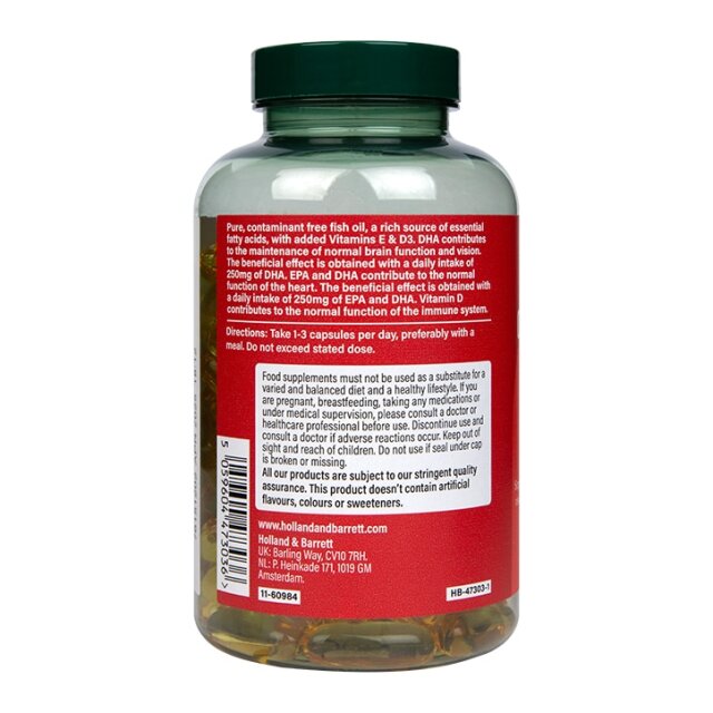 Holland & Barrett Omega 3 Fish Oil + D3 1200mg 120 Capsules - 3