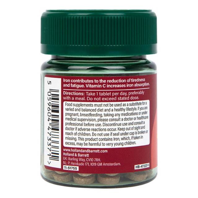 Holland & Barrett Iron & Vitamin C 14mg 30 Tablets - 4