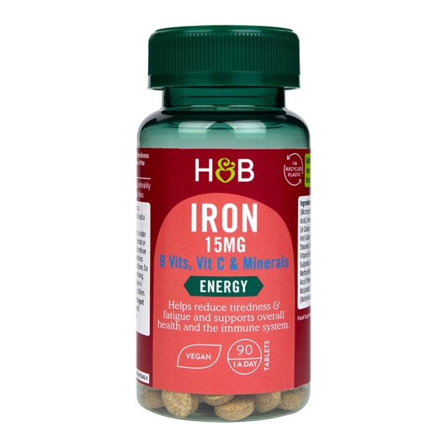 Holland & Barrett Iron + B Vits, Vit C & Minerals 15mg 90 Tablets - 1