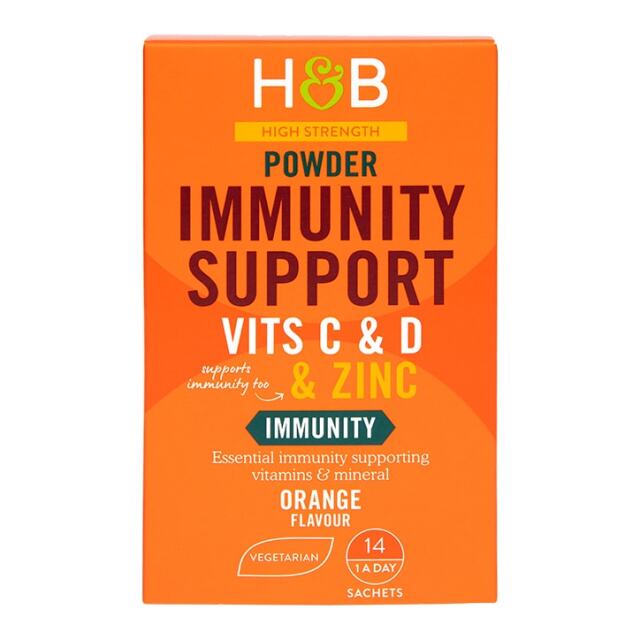 Holland & Barrett High Strength Immunity Support Powder Vits C & D & Zinc 14 Sachets - 1