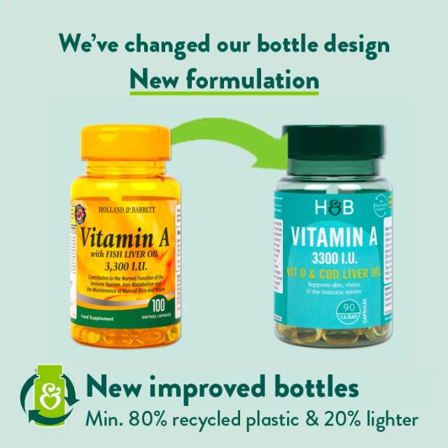 Holland & Barrett Vitamin A 3330IU + Vit D & Cod Liver Oil 90 Capsules - 2