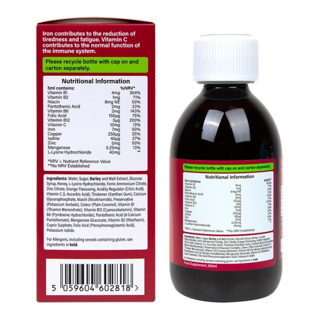 Holland & Barrett Iron + B Vits, Vit C & Minerals 250ml Liquid - 3