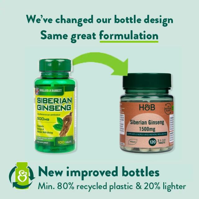 Holland & Barrett Siberian Ginseng 1500mg 120 Tablets - 2