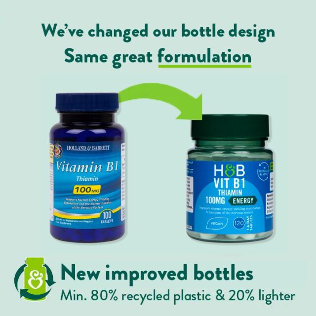 Holland & Barrett Vitamin B1 + Thiamine 100mg 120 Tablets - 2