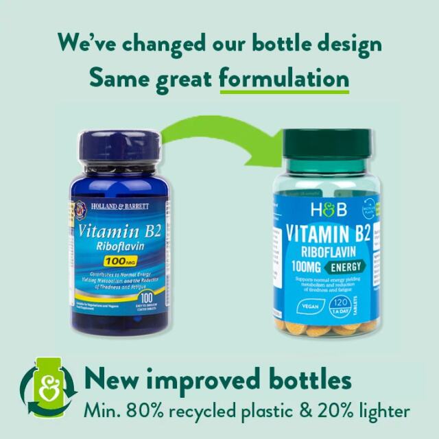 Holland & Barrett Vitamin B2 + Riboflavin 100mg 120 Tablets - 2