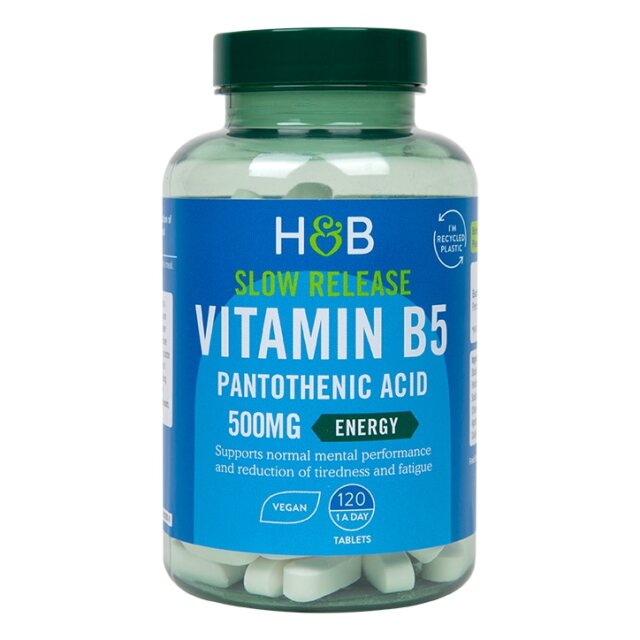 Holland & Barrett Slow Release Vitamin B5 + Panthothenic Acid 500mg 120 Tablets - 1