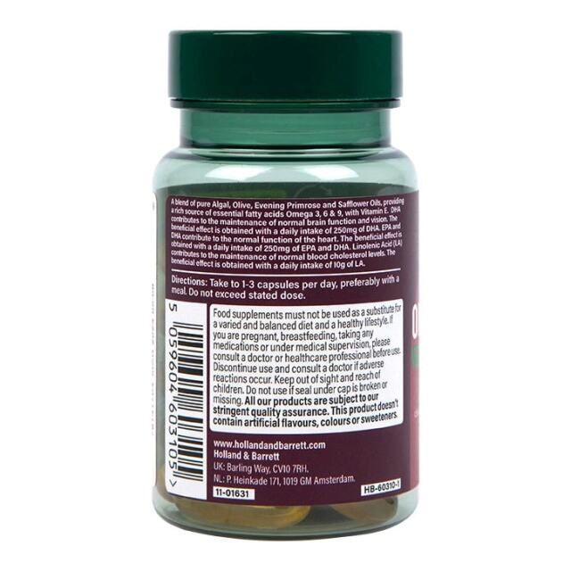 Holland & Barrett High Strength Vegan Triple Omega 3-6-9 Oil 680mg 30 Capsules - 3