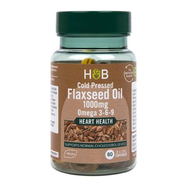 Holland & Barrett Vegan Flaxseed Triple Omega 3-6-9 Oil 1000mg 60 Capsules - 1