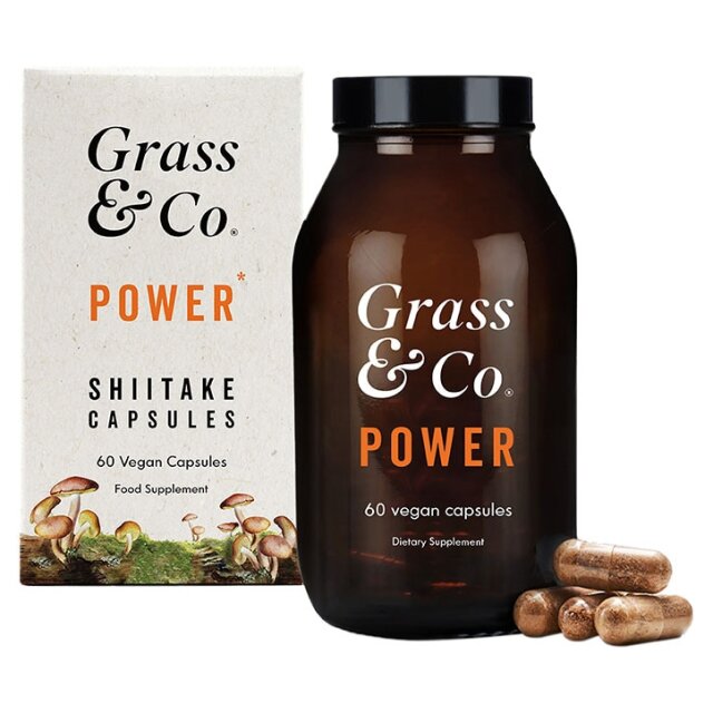 Grass & Co. POWER Shiitake Mushrooms with Holy Basil + Iron 60 Vegan Capsules - 1