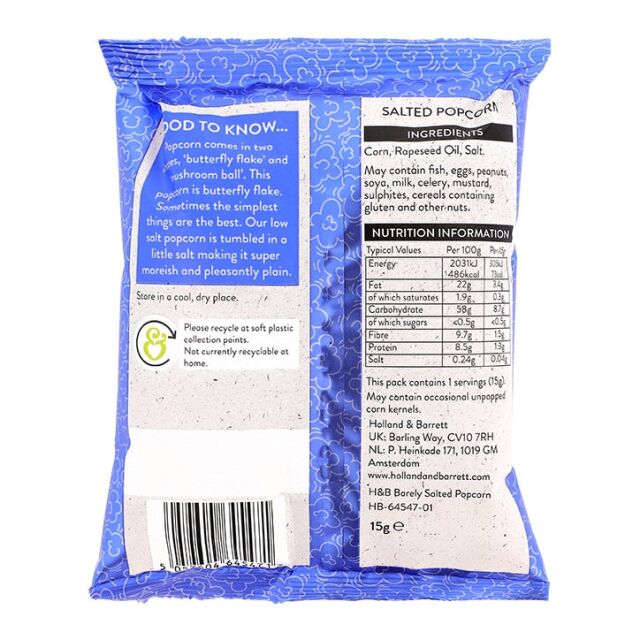Holland & Barrett Popcorn Barely Salted 15g - 4