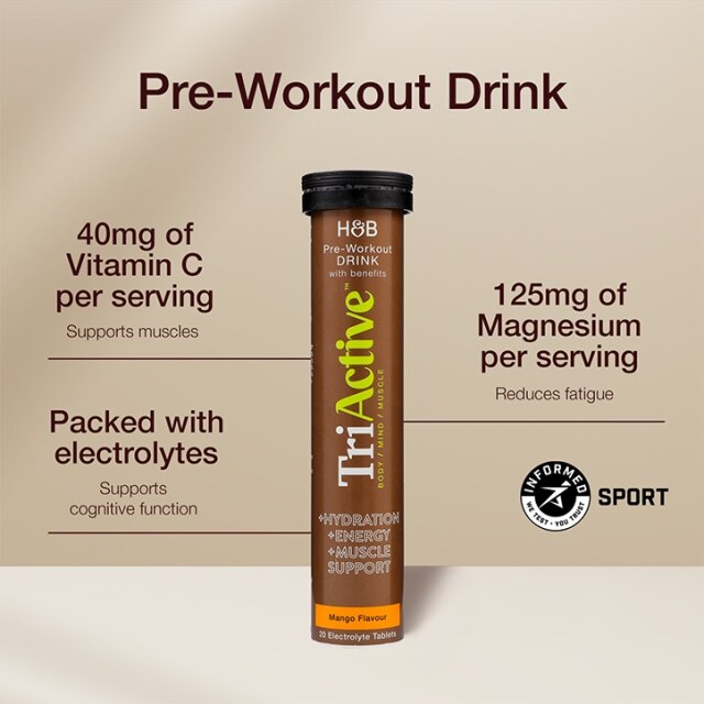 TriActive Pre-Workout Electrolyte Effervescent Mango 20 Tablets - 2