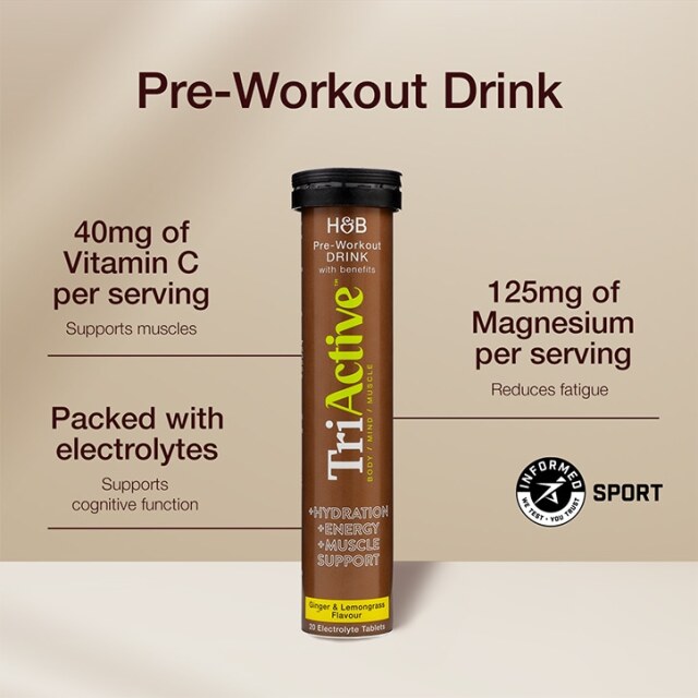 TriActive Pre-Workout Electrolyte Effervescent Ginger & Lemongrass 20 Tablets - 2