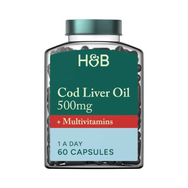 Holland & Barrett Pure Cod Liver Oil & Multivitamins 500mg 60 Capsules - 1