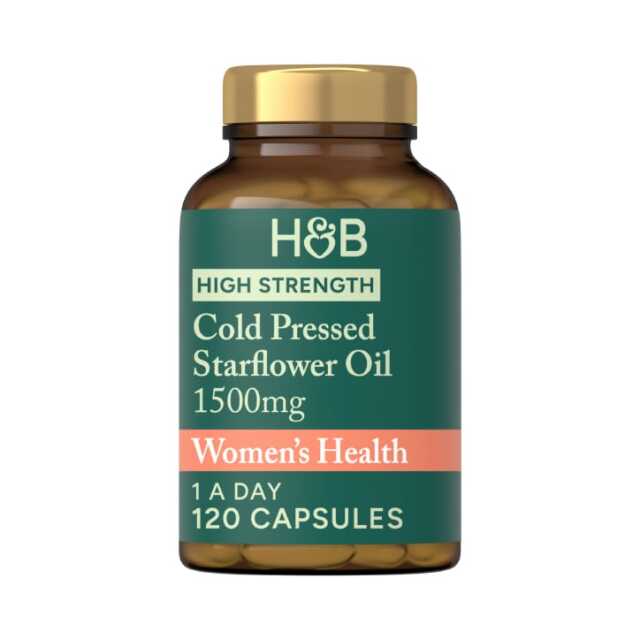 Holland & Barrett High Strength Cold Pressed Starflower Oil 1500mg 120 Capsules - 1