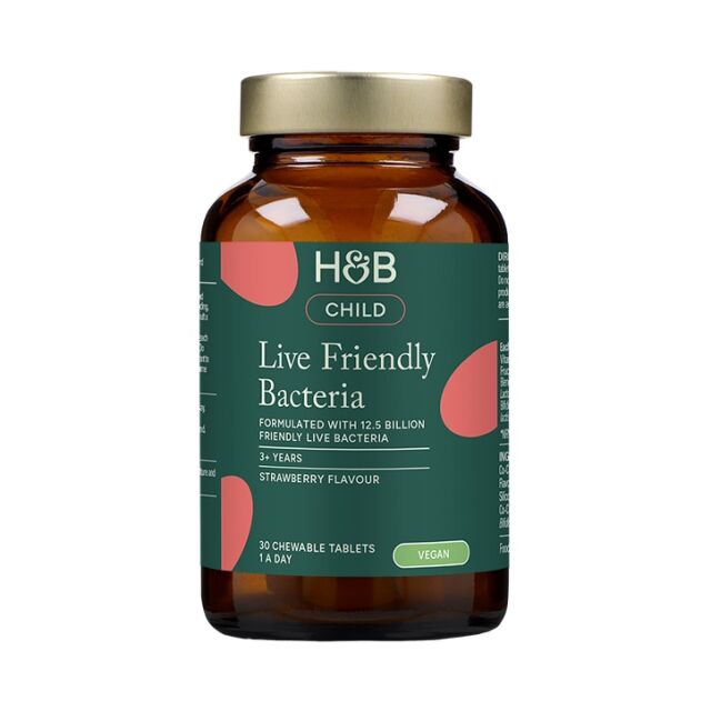 Holland & Barrett Childrens Live Friendly Bacteria Strawberry Flavour 30 Chewable Tablets - 1