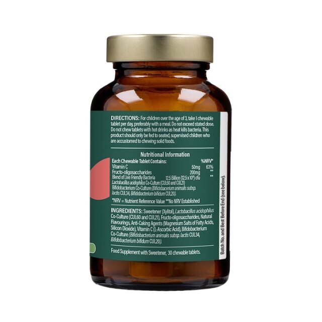 Holland & Barrett Childrens Live Friendly Bacteria Strawberry Flavour 30 Chewable Tablets - 3