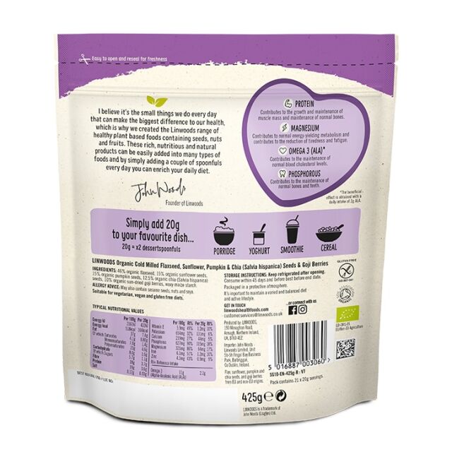 Linwoods Milled Flaxseed, Sunflower, Pumpkin & Chia Seeds & Goji Berries 425g - 2