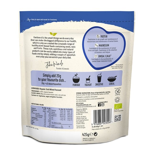Linwoods Milled Organic Flaxseed 425g - 2